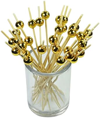 X-SHIYUN 100kom zlatni biser bambus koktel Picks 4.7 inča dugačke Fancy čačkalice za predjela pića voće hrana