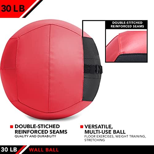 Jfit zidna medicinska lopta - 10 opcija težine 4lb-30lb - izdržljive zidne lopte za vježbe, kardio,