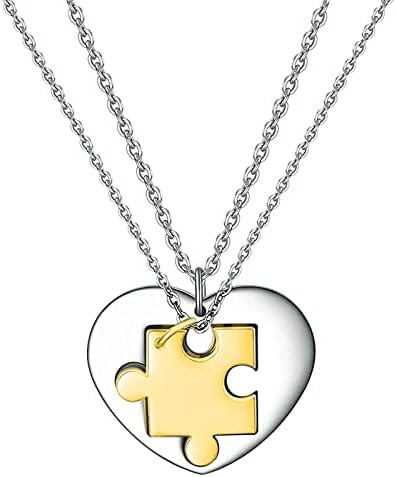 Ogrlica za prstenove od nehrđajućeg čelika Parovi Ljubav srca za puzzle Privjesak ogrlicu za lanac za dnevne lanac Y ogrlice za žene