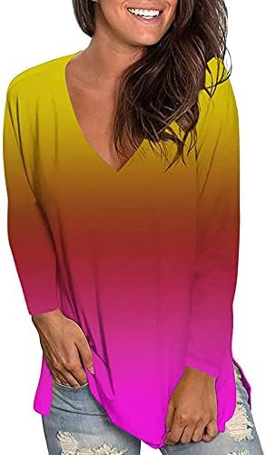Seryu Womens Tie Dye Dukseri dugih rukava Ležerne prilike Comfy Soft V izrez Pulover majice