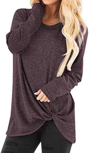 Ženske tuničke vrhove za gamaše casual twist čvor dugih rukava na dugim rukavima bluza trendi ispis obični puloveri bluze