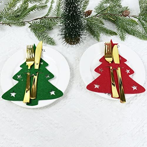 STOBOK Spoons Silverware Božić pribor za jelo nosioci Božić tkanina pribor za jelo nosioci Božić srebrninu držači Set za Božić stol dekoracije potrepštine 6kom Spoon Holder