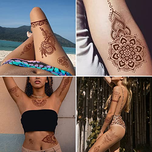 6 listova smeđe Kane privremene naljepnice za tetovažu čipkasti uzorak lažne tetovaže misterija seksi