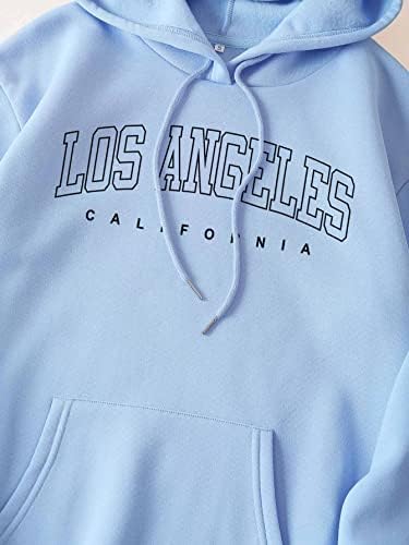 Soly Hux ženska casual moda kalifornijska kapuljača Los Angeles Pulover Grafički grafički duks svijetlo plava