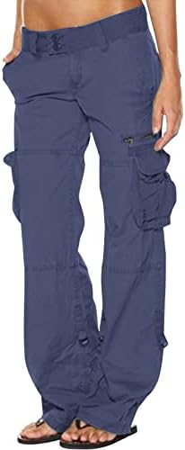 Ženske teretne pantalone niskog rasta široke ravne noge za planinarenje širokih nogavica Casual Boyfriend pantalone sa džepovima