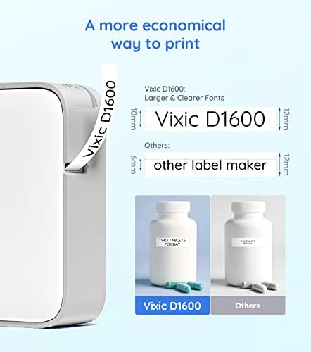 Vixic Labeler D1600 Mini Bluetooth štampač etiketa bežični štampač etiketa Mašina za izradu etiketa više šablona za telefonsku podlogu jednostavna za korišćenje Kancelarijska kućna organizacija, bijelo-siva