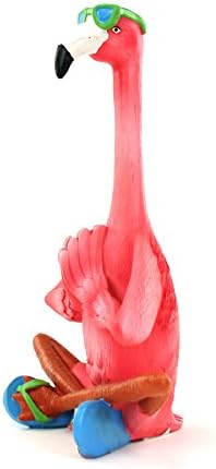 Wondermolly Primorska kolekcija Yoga Pink Flamingo sa sunčanim naočalama Figurine, smiješni travnjak, vrtni dekor