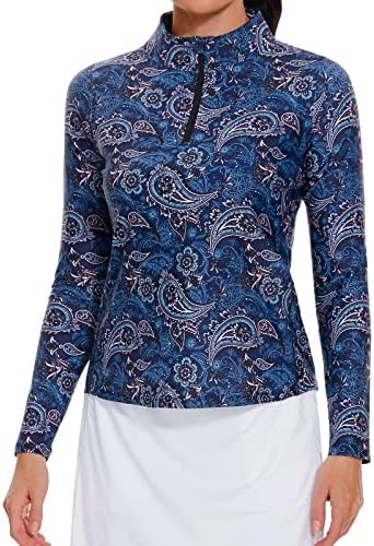 M Moteepi ženska golf majica s dugim rukavima Atletska četvrtina Zip pulover Zaštita od sunca sa džepom