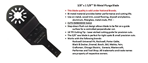 3 pakovanje - 3/8 Bi-Metal oscilirajuće oštrice sa univerzalnim sjenicama za Fein, Dremel, Bosch, Ridgid, Ryobi, Milwaukee, Skil i još mnogo toga