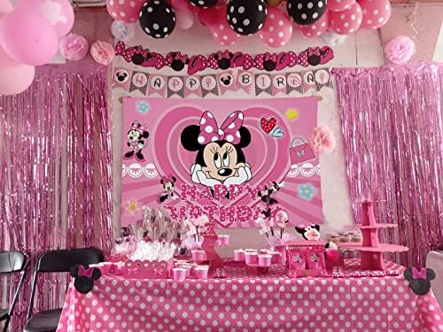 5x3ft Pink Mouse potrepštine za zabavu pozadina fotografije princeza djevojke Rođendanska pozadina 1st 2nd