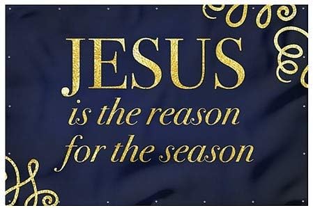 CGsignLab | Unutarnji krug Isus je razlog za sezonu -Gold na mornarici Vanjski otporni na vanjski mrežni vinilni transparent | 12'x8 '