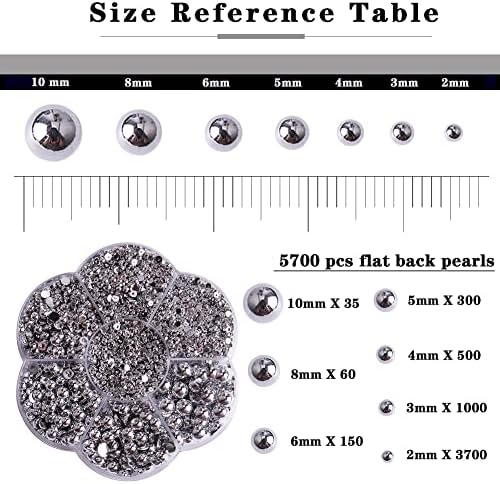 Makandup 6000 kom Nail Pearls za Nails Art, Silver Half Pearls for Crafts,Flatback Pearls for face Eyes Makeup, Round Flat Back Pearl for Charms DIY Crafting Decorations Accessories