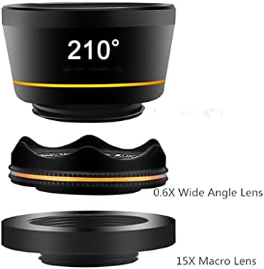 ZLXDP Universal 3 u 1 telefonsku kameru setovi za objektiv 210 stupnjeva riblje Objektiv za oči 0,6x širok ugao 15x makro leće za većinu pametnih telefona