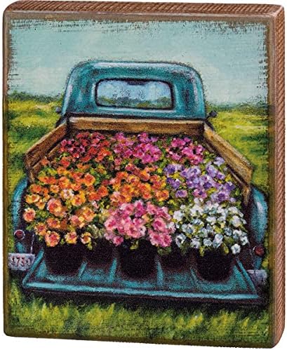 Primitivi znak Kathy Box - 110175 Plavi kamion sa cvijećem