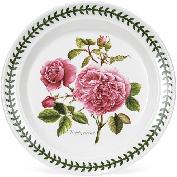 Portmeirion Botanic Roses Individualna ploča za večeru, okrugli, portmeirion motiv, keramika, perilica posuđa, mikrovalna pećnica i pećnica, 10,5 inča, izrađena u Engleskoj