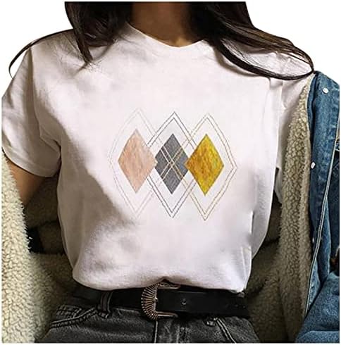 Ženska Moda 2023 Košulje O-Izrez Kratki Rukav Casual Geometrijski Print Bluza Tops Osnovne Labave Majice