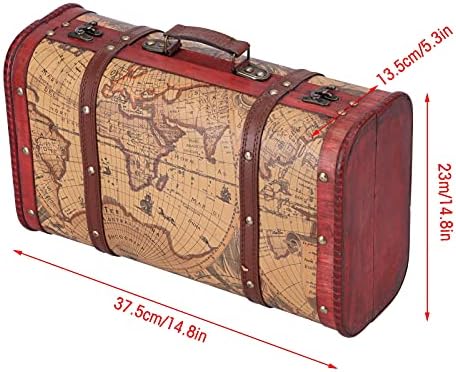Natudeco Vintage Wood Treasure ukrasni koferski kofer prijenosni kompozitni slučaj izlaska drva vrhunska tekstura za putničku kutiju za odlaganje kuće