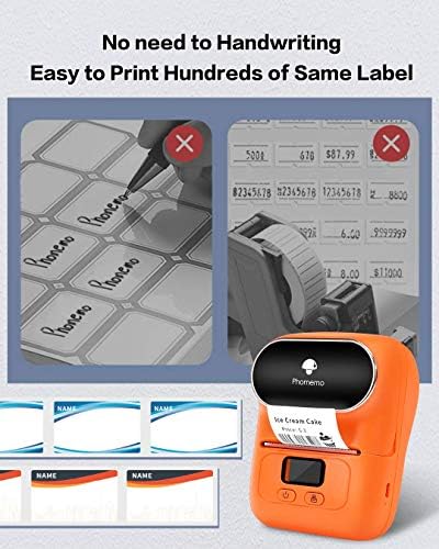 Phomemo M110 Label Maker sa 1 50x50mm Božić Label-Bluetooth Termal Label Printer Maker Machine za barkod, odjeća, nakit, Maloprodaja, Mailing, posao, kompatibilan sa Android & amp; iOS, narandža