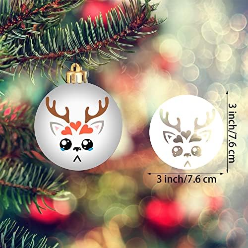 25pcs božićni jelen lica za slikanje na drvu, 3x3 inčni jeleni slatki mali okrugli predlošci za obrtaju za obrtaju za zaplate za Xmas Relied Rezanje prozora za prozor za rezanje