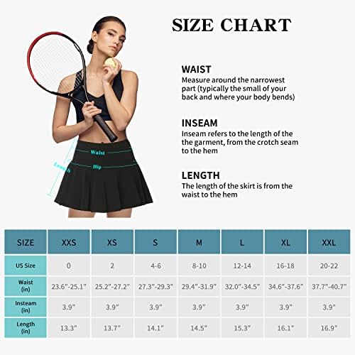 Mirity Tenis Golf tekuće aktivne suknje za žene - sa grmljanim silikonskim oblogom i 7 džepova