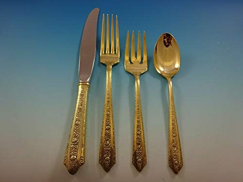 Normandie Gold by Wallace Sterling Silver Service Service 8 Set Vermeil 32 kom