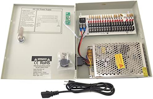 Evertech 16-kanalni 12-voltni DC izlaz CCTV distribuirana kutija za napajanje za sigurnosnu kameru sa 18 kom. DC muški Pigtail