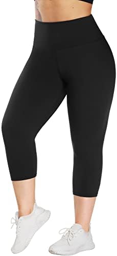 Nexiepoch gamaše za žene plus veličine-visokog struka L-XL-3XL Tummy Control Soft Capri yoga hlače
