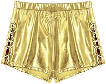 FLDY WOMENS Shiny Metallic plijen kratke hlače Gym Yoga Horce Hot Hlače Cheeky Dance Festival Rave Bots Gold Male