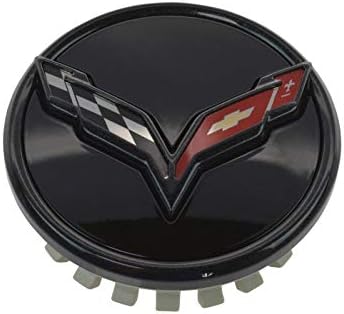 Sjajna crna Središnja kapa na točkovima sa prekriženim zastavama Set od 4 za C7 Corvette New