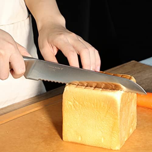 Tuo nazubljeni nož za kruh 8 inča - profesionalni rezač kolača za rezanje kanta za rezbare - njemački HC nehrđajući