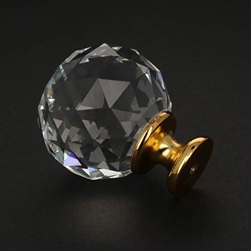 Aicosineg 2pcs 1.6inch dia kristalno stakleni gumbi Kabinet Diamond Oblik vuče ručke Crystal ručke ladice vuče za ladice Kuhinjski ormar ormar za ormar, jasna zlatna baza