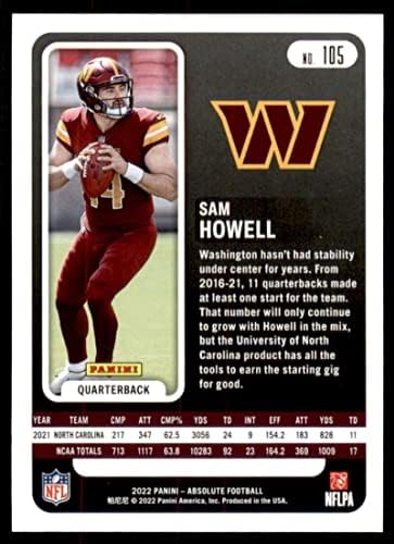 2022 Panini Apsolute # 105 Sam Howell NM-MT RC Rookie Washington zapovjednici fudbalska trgovačka kartica NFL