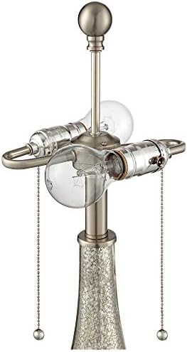 Possini Euro Design Trixie Mid Century moderna stolna lampa 27 visoka živa staklena Srebrna bijela