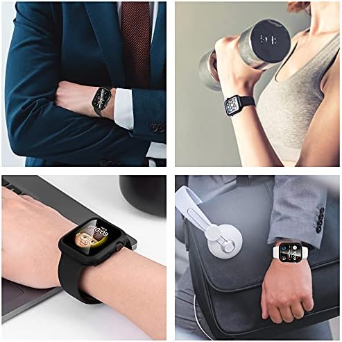 Arae Watch Case 2 Paketa Kompatibilni za Apple Watch seriju 6 5 4 SE 44mm za žene Muškarci s kaljenim zaštitnim zaslonom stakla - crna