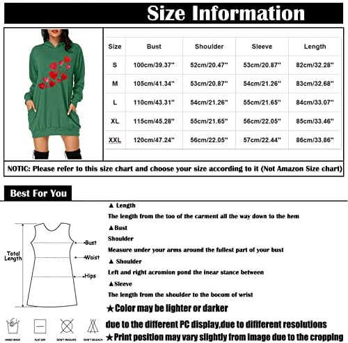 Grafičke dukseve Saxigol za žene, duks dugih rukava dugih rukava haljine vrhovi vrpce s kapuljačom pulover