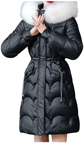 Sjajni dulji kaputi za ženske jakne od kapuljača od kapuljača od kapuljača s tamnim postavljenim jakne hladnim