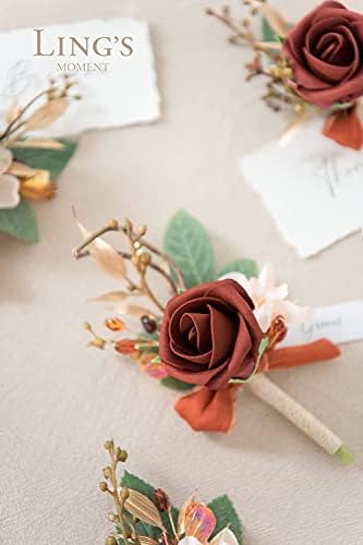 Trenutak Ling-a Umjetno vjenčanje Cvijeće 1,5 Buds ruža i 2 Petite Roses 25pcs Peacock Green W / Stem za DIY Wedding Boutonniere Corsages Bukets Centerpieces Aranžmani