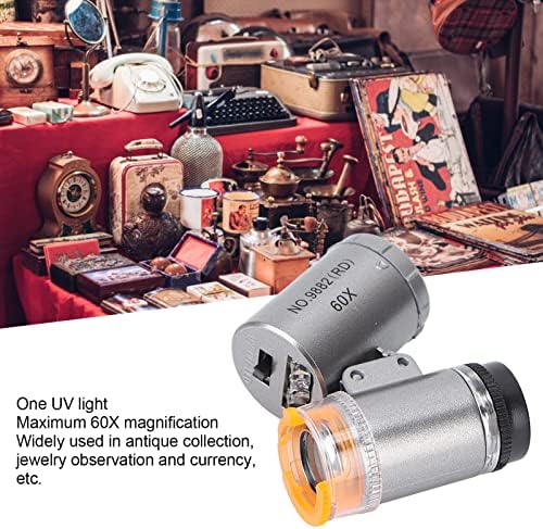 Džepni mikroskop 60x uvećanje 2 LED svjetla 1 UV svjetlo, ručni Mini izdržljivi ABS akrilni prijenosni mikroskop