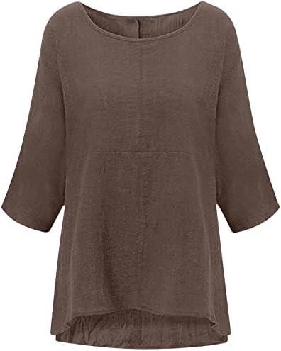 Ženska modna čvrsto okrugla vrata sa 3/4 rukava s rukavima na vrhu majica slim labavi osnovni vrhovi