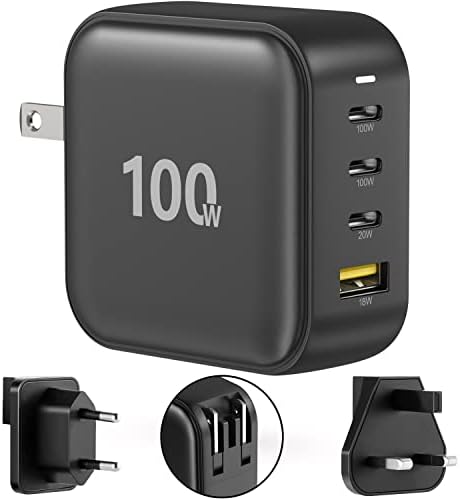 100W USB C punjač, putni 4-Port gan Super brzi zidni punjač Tip C stanica za punjenje sklopivi