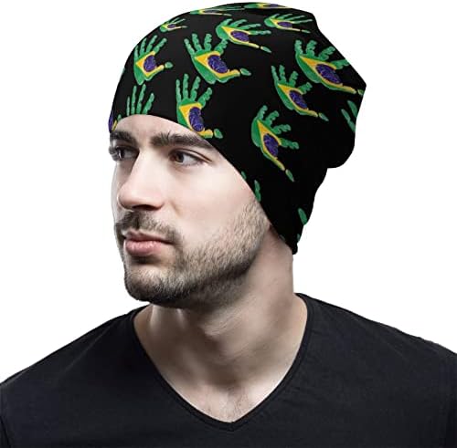 Brazil Flag Palm Unisex Beanie Hat Topana pulover za spavanje za spavanje Ležerne prilike