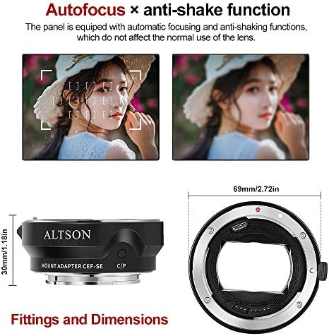 EF / EF-S adapter za montiranje sa Canon EF / EF-S za Sony E Mount Ogledalo bez ogledala serije A9 A7R4 A7R3 A7R2 A7M3 A7M2 A7R A7S2 A7S A7 A7C, prsten za pretvarače za automatsko fokusiranje