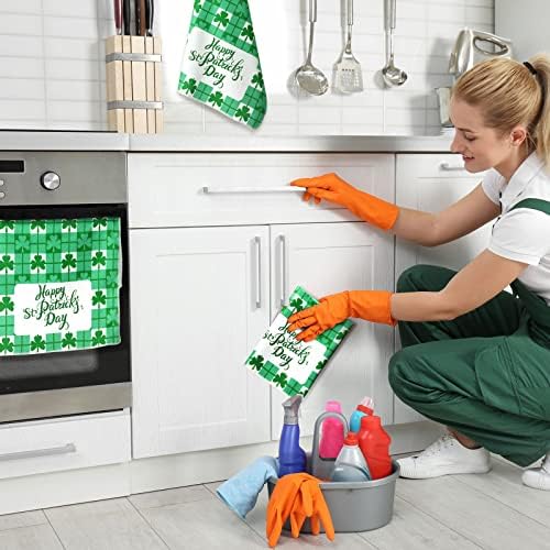 3 komada St. Patrick Dan kuhinja Dish ručnici Set irski Shamrock zeleni karirani ruku Dish ručnici St. Patrick Dan ručnici Irski ručnici za ruke za odmor Spring Home Vjenčanje Party dekor