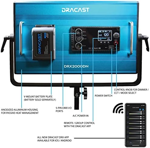 Dracast X serija LED2000 Daylight LED video Light Panel sa V-Mount baterijom