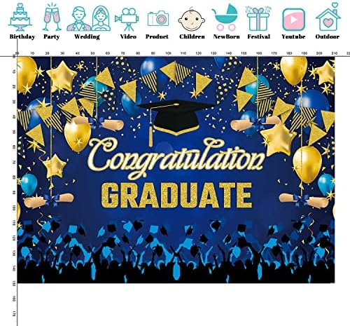 SeekPro 7x5ft 2023 Matura pozadina za fotografiju plave i zlatne čestitke čestitke Grad klase maturske