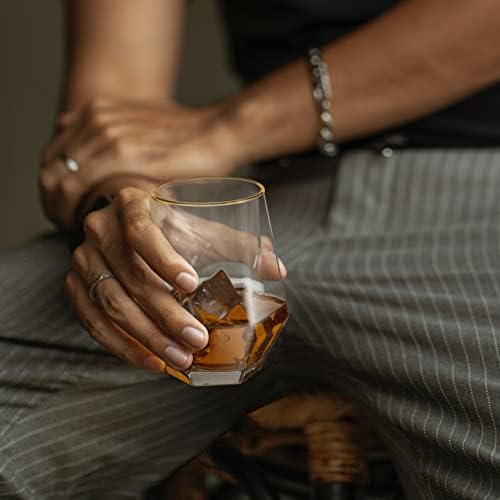 Hanobe Gold Rim Whisky naočare 12 kom dijamant geometrijski nagnut naočare za piće postavlja