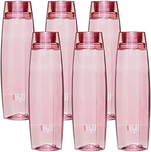 Cello Octa Premium izdanje bezbedne plastične flaše za vodu, 1 litar, Set od 6 komada, roze
