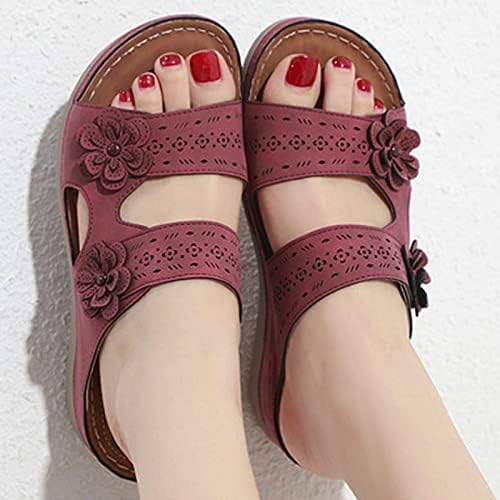Sandale za ženske platforme klina za cvijeće plus veličina Vintage Comfort Open Toe Slide Ergonomske masažne cipele