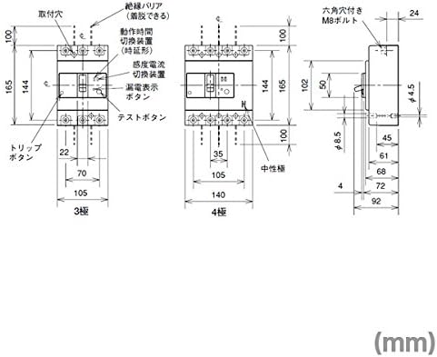 MITSUBISHI ELECTRIC NV250-CV 3P 125A 1.2.500 MA prekidač za curenje zemlje NN
