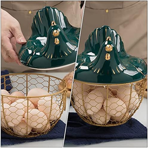 Cabilock Vintage Decor metalna žičana korpa za čuvanje jaja metalna mrežasta žica keramički držač za jaja Radna